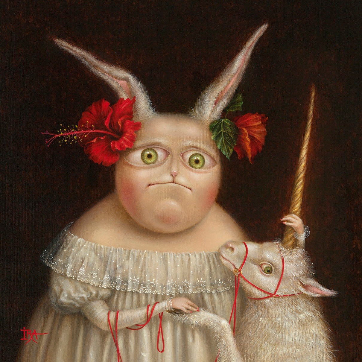 Irena Aizen - Portrait with Unicorn. Print on canvas 65 см.
