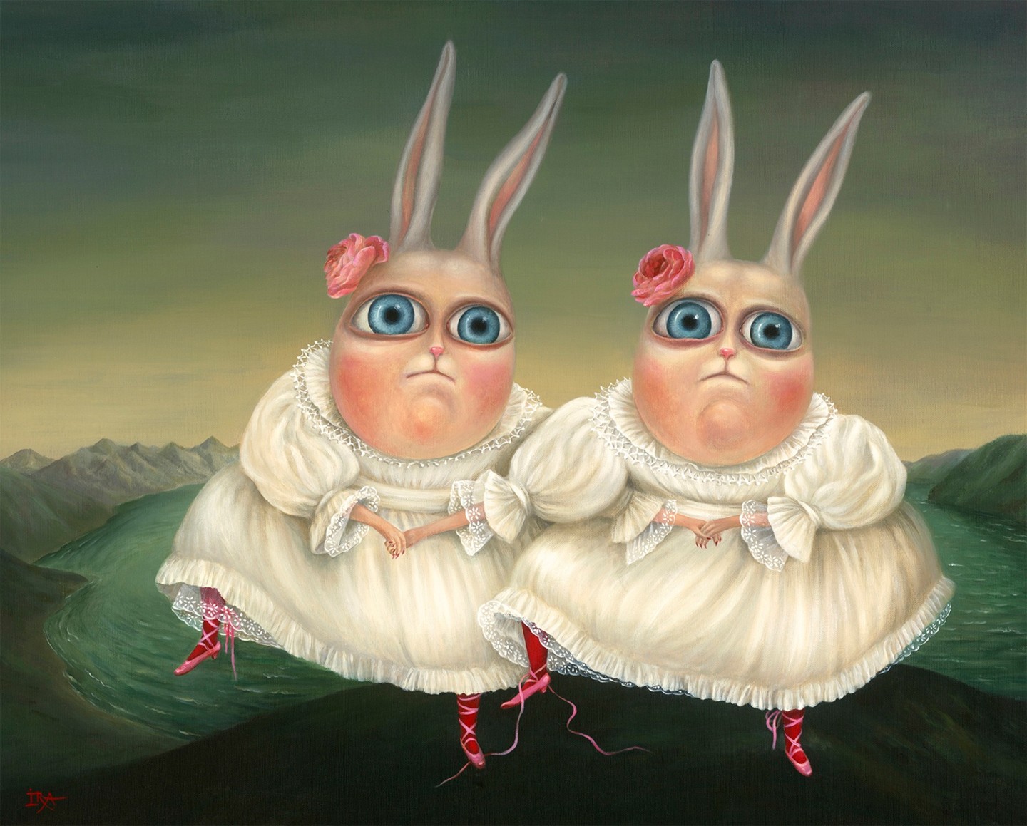 Irena Aizen - Dancing Twins. Print on canvas 65 см.