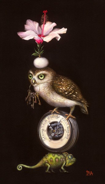 Pyramid with Owl. Print on canvas 65 см.