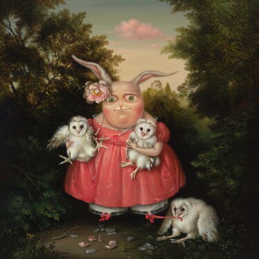 Owl-fancier-3. Framed Print on canvas 65 cm.