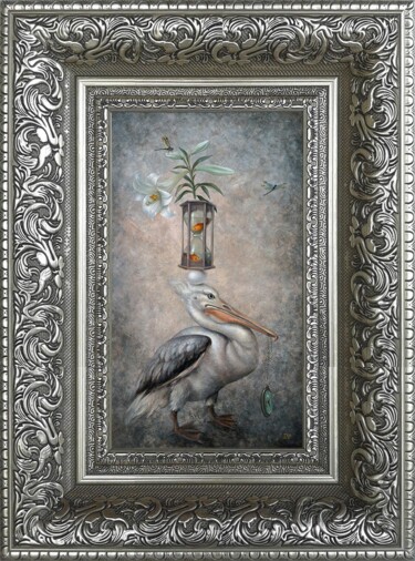 Pyramid with Pelican-2. Framed Print on canvas