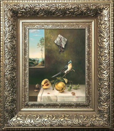 Still Life with Quince. Framed Print on canvas