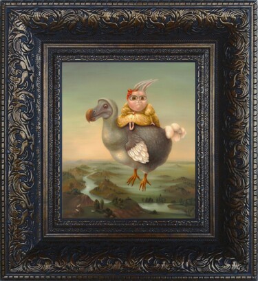 Flying Dodo. Framed Print on canvas