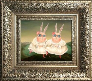 Dancing twins. Framed Print on canvas